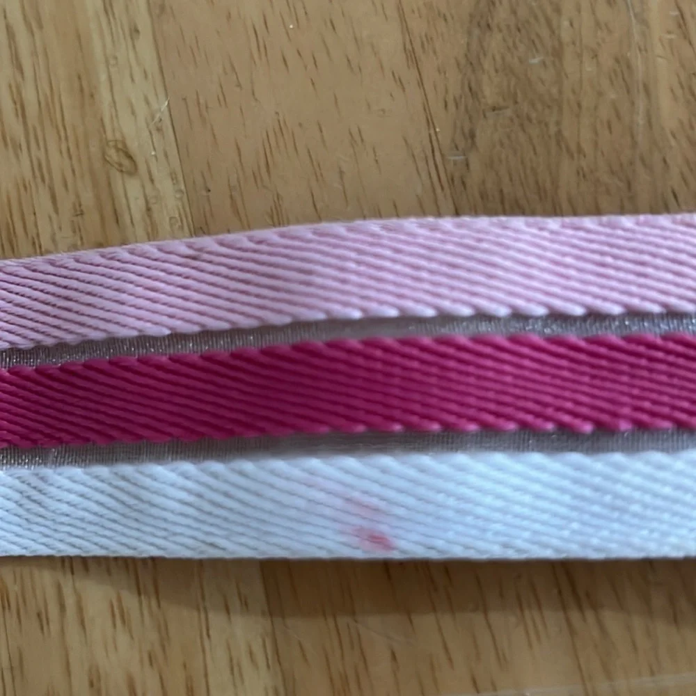 Vintage Woman’s Canvas Pink White Color Block Adjustable Belt 43 Inches